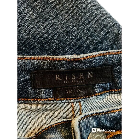 Risen Jeans Women High Rise Distressed Skinny Style #XRDP1209 Washed Denim 1XL - Picture 4 of 9